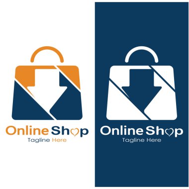 e-commerce logo shopping bag and online shopping cart and online shop logo design with modern concept