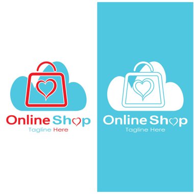 e-commerce logo shopping bag and online shopping cart and online shop logo design with modern concept