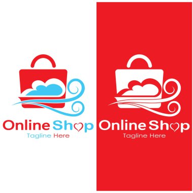 e-commerce logo shopping bag and online shopping cart and online shop logo design with modern concept