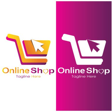 e-commerce logo shopping bag and online shopping cart and online shop logo design with modern concept