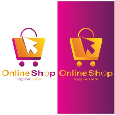 e-commerce logo shopping bag and online shopping cart and online shop logo design with modern concept