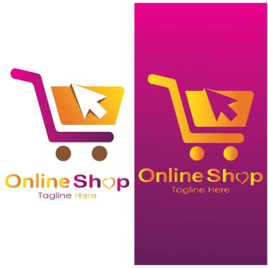 e-commerce logo shopping bag and online shopping cart and online shop logo design with modern concept