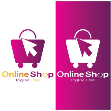 e-commerce logo shopping bag and online shopping cart and online shop logo design with modern concept