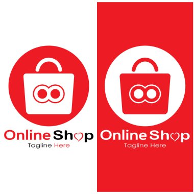 e-commerce logo shopping bag and online shopping cart and online shop logo design with modern concept