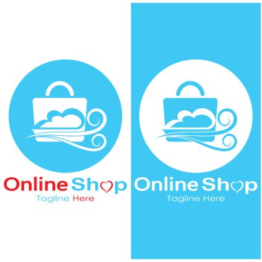 e-commerce logo shopping bag and online shopping cart and online shop logo design with modern concept