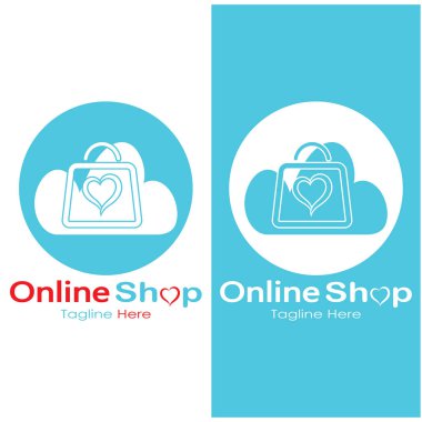 e-commerce logo shopping bag and online shopping cart and online shop logo design with modern concept