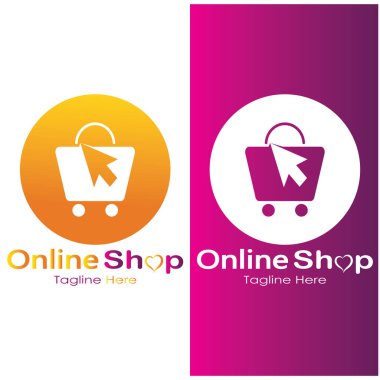 e-commerce logo shopping bag and online shopping cart and online shop logo design with modern concept