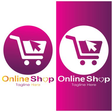 e-commerce logo shopping bag and online shopping cart and online shop logo design with modern concept