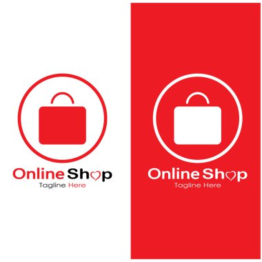 e-commerce logo shopping bag and online shopping cart and online shop logo design with modern concept