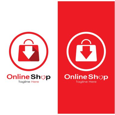 e-commerce logo shopping bag and online shopping cart and online shop logo design with modern concept