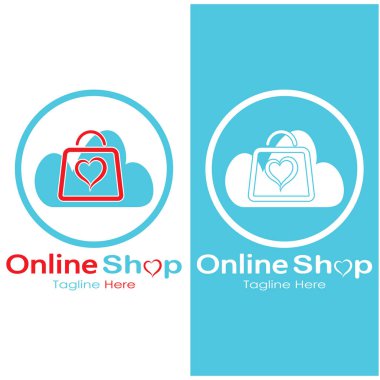 e-commerce logo shopping bag and online shopping cart and online shop logo design with modern concept