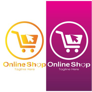 e-commerce logo shopping bag and online shopping cart and online shop logo design with modern concept