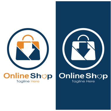 e-commerce logo shopping bag and online shopping cart and online shop logo design with modern concept