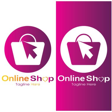 e-commerce logo shopping bag and online shopping cart and online shop logo design with modern concept