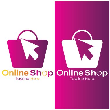 e-commerce logo shopping bag and online shopping cart and online shop logo design with modern concept