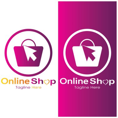 e-commerce logo shopping bag and online shopping cart and online shop logo design with modern concept