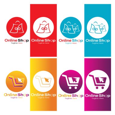 e-commerce logo shopping bag and online shopping cart and online shop logo design with modern concept