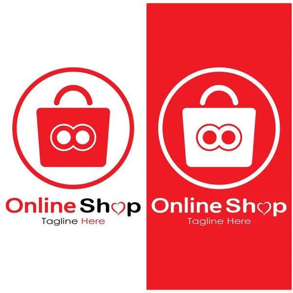 Λογότυπο Ηλεκτρονικού Εμπορίου Τσάντα Αγορών Και Ηλεκτρονικό Καλάθι Αγορών Και — Διανυσματικό Αρχείο