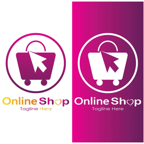 Commerce Logo Shopping Bag Online Shopping Cart Online Shop Logo — Vetor de Stock