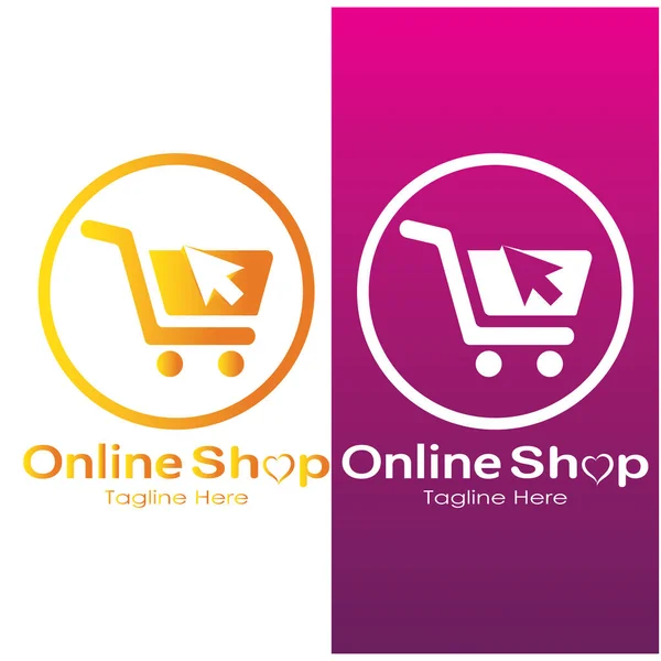 Commerce Logo Shopping Bag Online Shopping Cart Online Shop Logo — Vetor de Stock