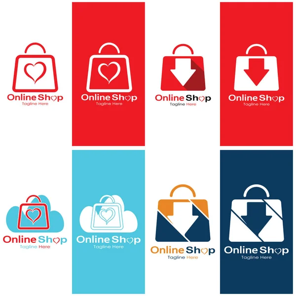 Commerce Logo Shopping Bag Online Shopping Cart Online Shop Logo — Vetor de Stock