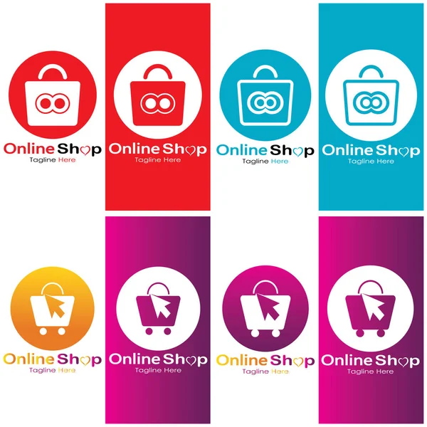 Commerce Logo Shopping Bag Online Shopping Cart Online Shop Logo — 스톡 벡터