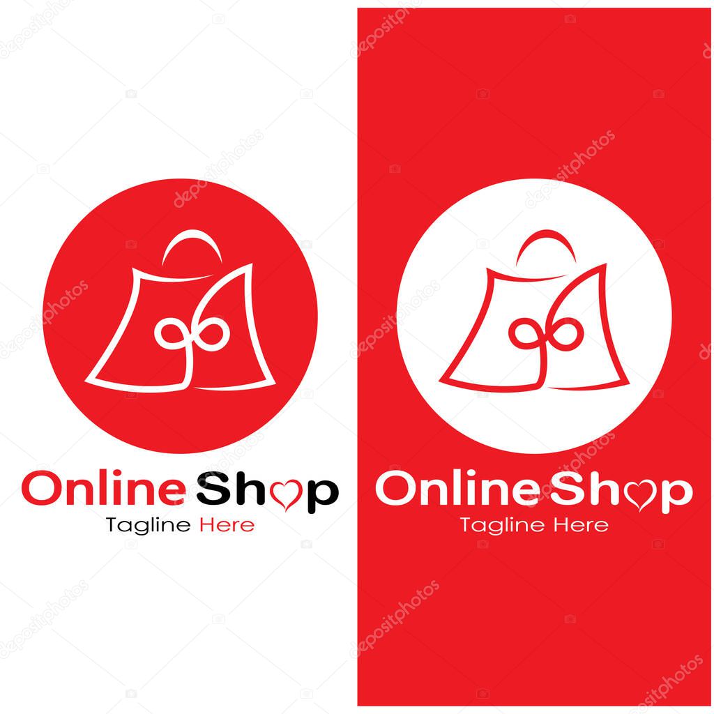 E-commerce logo shopping bag and online shopping cart and online shop logo design with modern concept
