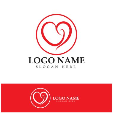  Aşk kalp logosu ve sembol vektör şablonu