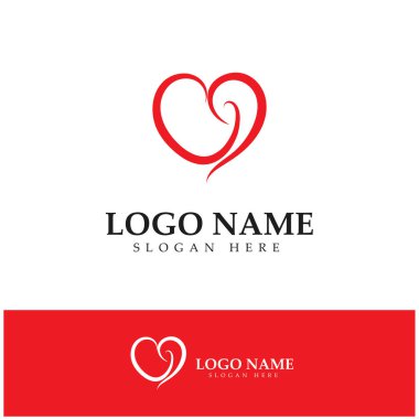  Aşk kalp logosu ve sembol vektör şablonu