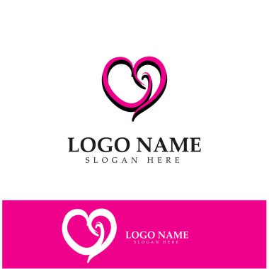  Aşk kalp logosu ve sembol vektör şablonu