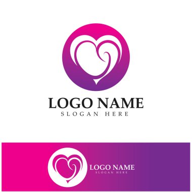  Aşk kalp logosu ve sembol vektör şablonu