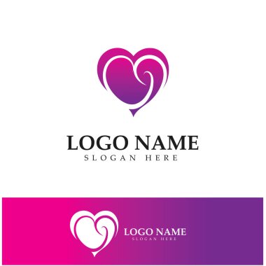  Aşk kalp logosu ve sembol vektör şablonu