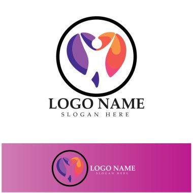  Aşk kalp logosu ve sembol vektör şablonu