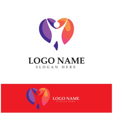  Aşk kalp logosu ve sembol vektör şablonu