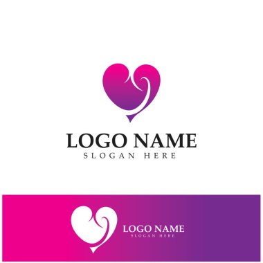  Aşk kalp logosu ve sembol vektör şablonu