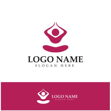 logo design of people doing yoga symbol icon illustration vector