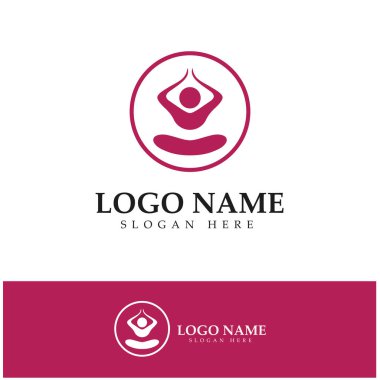 logo design of people doing yoga symbol icon illustration vector