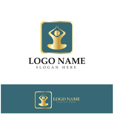 logo design of people doing yoga symbol icon illustration vector