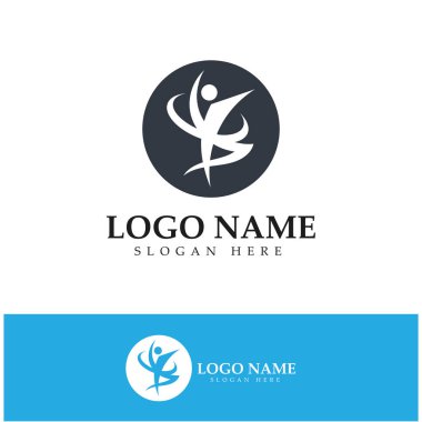 logo design of people doing yoga symbol icon illustration vector