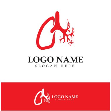 akciğer sağlığı ve bakım logosu şablonu, amblem, tasarım konsepti, yaratıcı sembol, simge, vektör ilülasyonu.