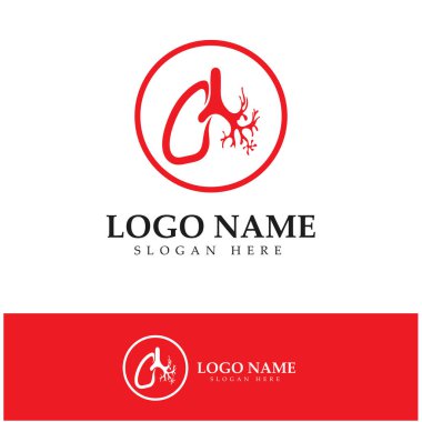 akciğer sağlığı ve bakım logosu şablonu, amblem, tasarım konsepti, yaratıcı sembol, simge, vektör ilülasyonu.