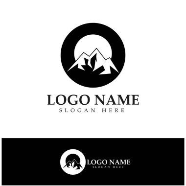 sun mountain logo design illustration icon vector