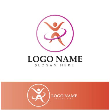 logo design of people doing yoga symbol icon illustration vector
