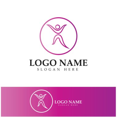logo design of people doing yoga symbol icon illustration vector