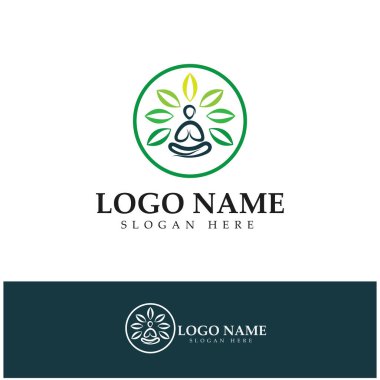 logo design of people doing yoga symbol icon illustration vector