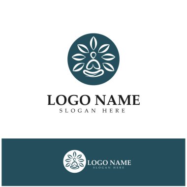 logo design of people doing yoga symbol icon illustration vector
