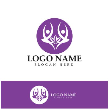 logo design of people doing yoga symbol icon illustration vector