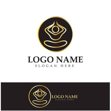 logo design of people doing yoga symbol icon illustration vector
