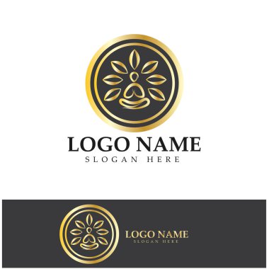 logo design of people doing yoga symbol icon illustration vector
