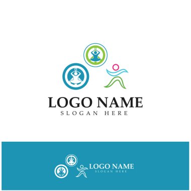 logo design of people doing yoga symbol icon illustration vector